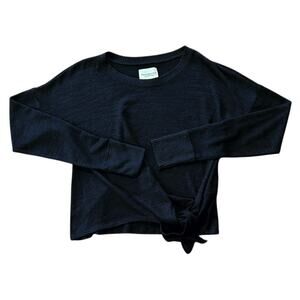 Abercrombie & Fitch Soft A & F Cozy Front Side Tie Black Sweater Small